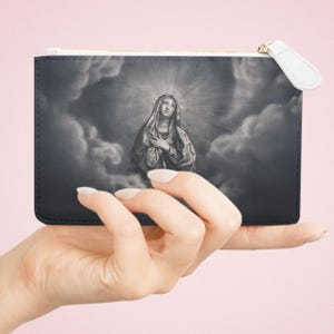 Jungfrau Maria katholische Schleier-Mini-Clutch-Tasche, schöne Masse Geldbörse, katholisches Geschenk für sie, Mantilla-Taschen-Geldbeutel, Weihnachtsgeburtstagsgeschenk