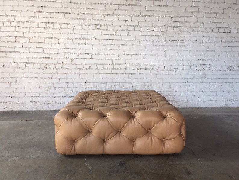 Camel Leather Tufted Ottoman | Etsy