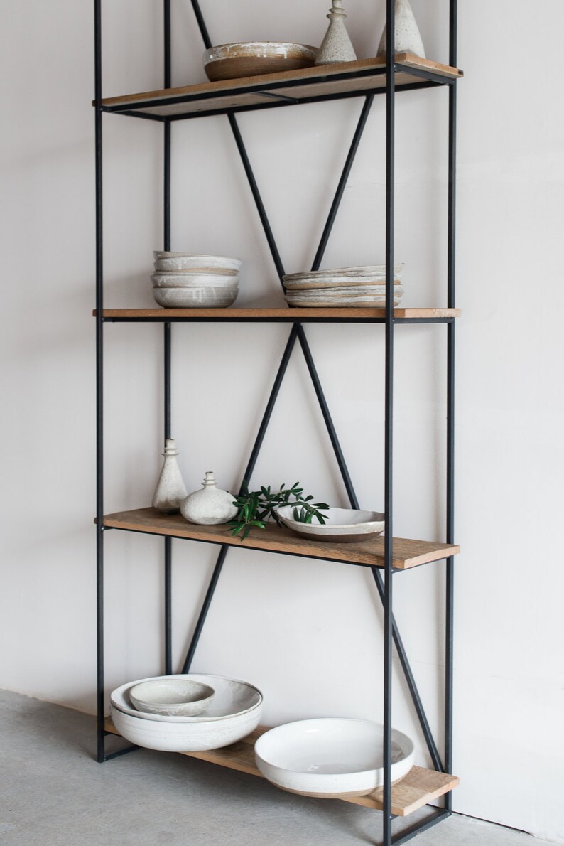 Gorgeous Bookcase made of Reclaimed wood from 1880s Barn and steel image 1