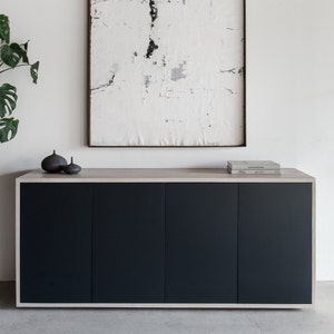 Oak and Steel Credenza