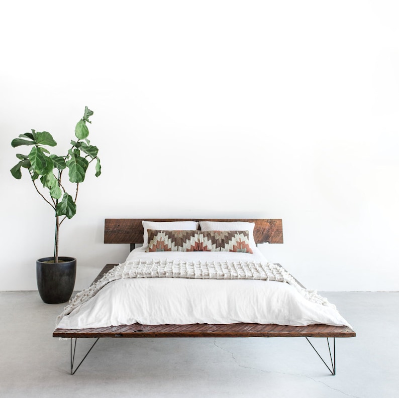 Reclaimed Wood Platform Bed Frame handmade sustainably in Los Angeles image 1