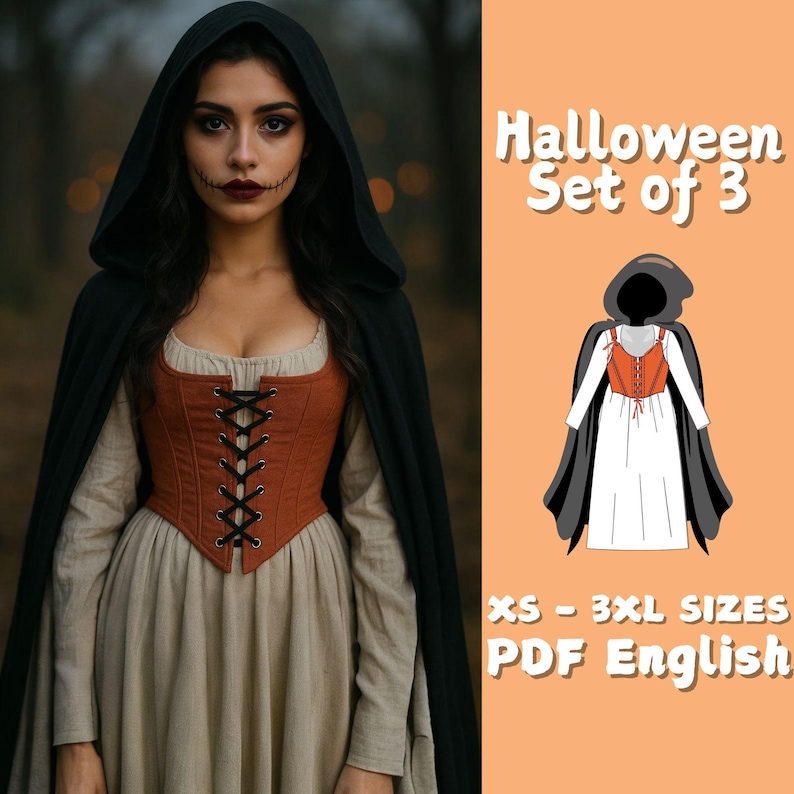 Cosplay Robe Patterns Cosplay Costume Sewing Pattern: Cloak, Dress, Corset (PDF Pattern) - Etsy
