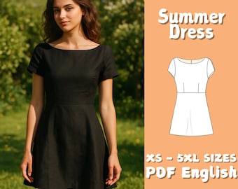Everyday Dress Sewing Pattern Girls Shift Dress Pattern A Line Summer Dress Instant Download PDF Pattern