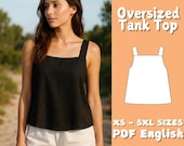 Square Neck Top Sewing Pattern | Linen Tank Top Pattern | Wide Straps Crop Top Sewing Tutorial | Simple Oversized Shirt Sewing Pattern