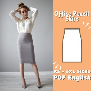 Women Pencil Skirt Sewing Pattern, Straight Skirt Pattern, Office Formal Skirt PDF Pattern, Easy Midi Skirt Pattern