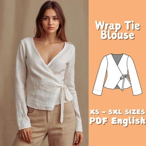 Naaipatroon overslagtop: strikblouse met lange mouwen (pdf-download)