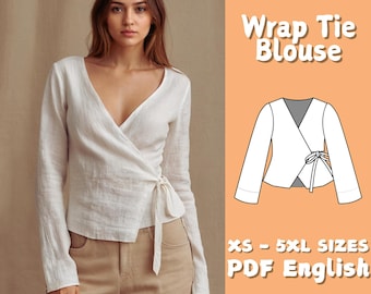 Naaipatroon overslagtop: strikblouse met lange mouwen (pdf-download)