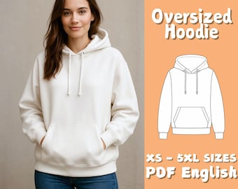 Women Hoodie Sewing Pattern Beginner Sweatshirt PDF Tutorial | Oversized Pullover XS - 5XL