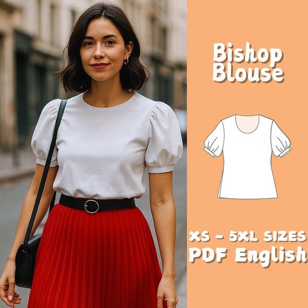 Patron de couture pour chemisier à manches longues : top bouffant français (Patron PDF)