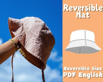 Patrón de costura de sombrero de pescador reversible: Sombrero de verano para principiantes (patrón PDF)