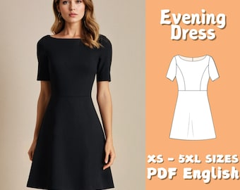 Mini Dress Sewing Pattern: Boat Neck A-Line (PDF Pattern, Instant Download