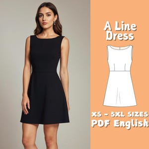 Sleeveless Mini Dress Sewing Pattern | A Line Simple Dress Pattern | Summer Beach Dress for Girls PDF Pattern | Plus Sizes Dresses
