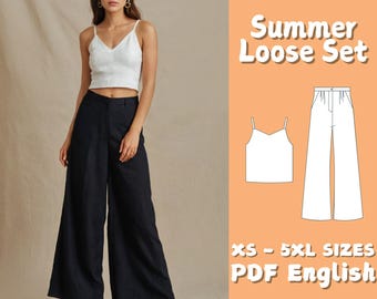 Linen Palazzo Pants & Straps Top Sewing Pattern (PDF Download)