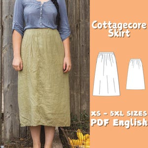 Cottagecore Skirt Sewing Pattern, Women Linen Skirt Pattern, Pocketed Skirt Beginner Pattern, A Line Skirt Pattern