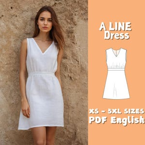 Mini Dress Sewing Pattern, Linen Dress Pattern, A Line Dress Beginner Sewing, Summer Comfy Dress Sewing Pattern