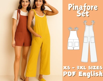 Women Romper and Jumpsuit Sewing Pattern Set Tie Closure Outfit Beginner Friendly Sewing Patterns