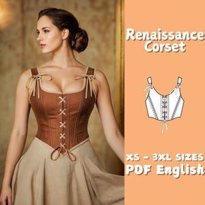 Wzór na gorset overbust Wzór na gorset Renaissance Front Tie PDF Wzór na gorset Cottagecore Tube Top Wzór na gorset Cottagecore Tube Top