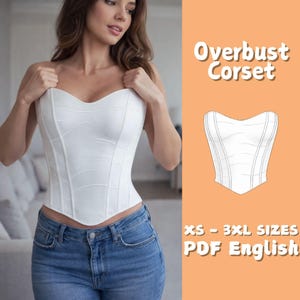 Patrón de costura de corsé sobre el busto con cierre en la espalda, corpiño de tubo, patrón de top, atuendo de moda