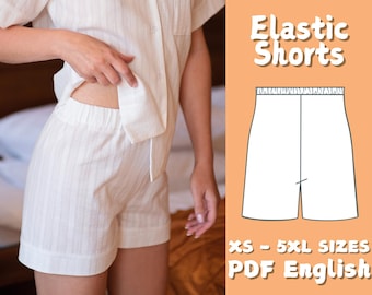 Patrón de costura para shorts de lino con cintura elástica: Ideal para principiantes (patrón en PDF)
