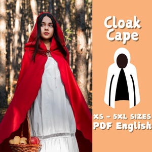 Cosplay Hooded Cape Sewing Pattern | Fantasy Costume Project Pattern | Hooded Cloak Sewing Pattern, Beginner Pattern