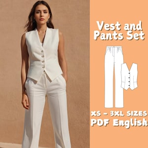 Girls Vest and Pants Sewing Pattern: Linen Waistcoat, Casual Outfit (PDF Pattern)