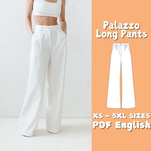 Flare Pants Sewing Pattern | Women Trousers Sewing Pattern | Wide Leg Pants Pattern | High Waist Women Pants PDF Pattern