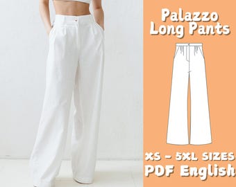Flare Pants Sewing Pattern: Women's Wide Leg Trousers (PDF Pattern)