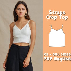 V Neck Crop Top Sewing Pattern | Linen Tank Top for Girls PDF Pattern | Summer Loose Linen Top Sewing Pattern | Easy Shirt Beginner Sewing