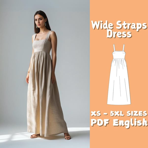 Cottagecore Maxi Dress Sewing Pattern: Linen or Cotton (PDF Download)