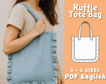 Ruffle Tote Bag Sewing Pattern: 3 Sizes, Linen Handbag (PDF Pattern)