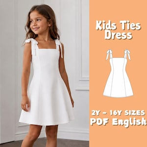 Flower Girl Dress Pattern Bow-Tie Straps Dress for Kids Sewing Tutorial
