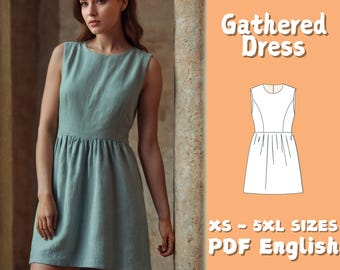Patrón de costura para vestido recto de lino: Corte en A, ideal para principiantes (patrón en PDF)