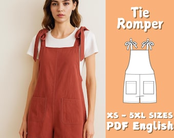 Romper Sewing Pattern: Cropped Jumpsuit with Pockets (PDF Tutorial