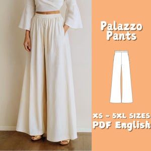 Mönster för palazzobyxor med vida ben: Resår i midjan (PDF-mönster)