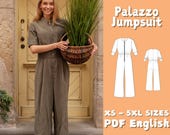 Palazzo Jumpsuit Sewing Pattern: Women's Retro Romper (PDF Pattern)