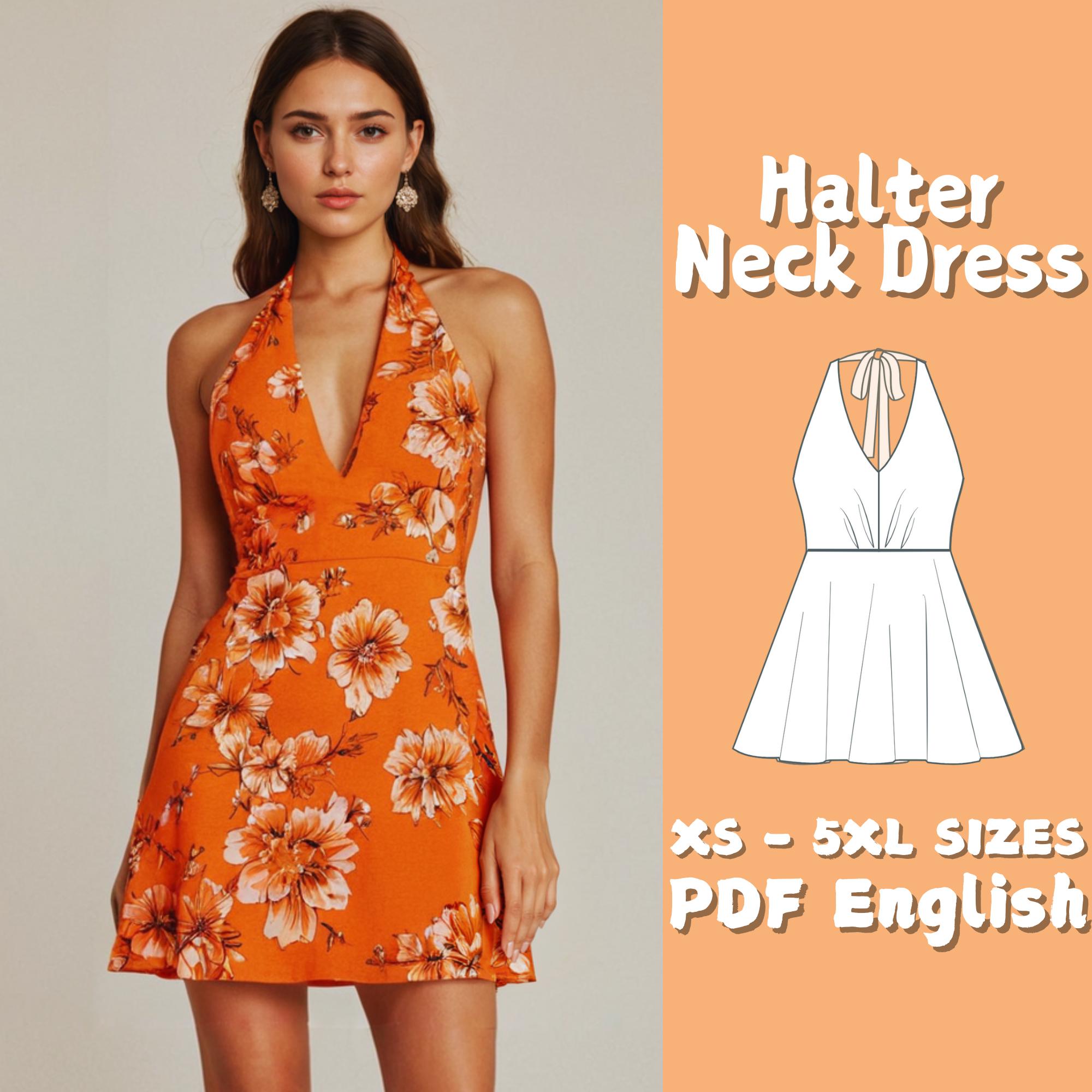 Open Back Halter Dress Pattern - Etsy Open Back Halter Dress Pattern - Etsy