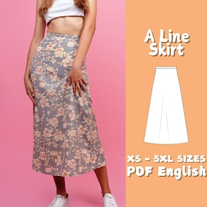 Skirt Sewing Pattern A Line Women Skirt PDF Pattern Formal Midi Skirt Digital Pattern, Easy XS - 5XL Skirt Pattern