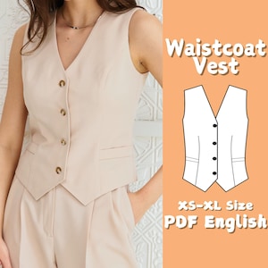 Vintage Crop Top Vest Sewing Pattern: Women's Classic Waistcoat (PDF Download A4/A0)