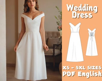 Bridal Gown Sewing Pattern: Corset V Neck Dress (PDF Pattern)