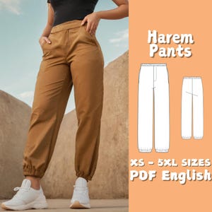 Pants Sewing Pattern | Harem Pants Pattern | Cargo Pants Sewing Pattern | Comfy Pants Pattern | Women Summer Pants Beginner Pattern