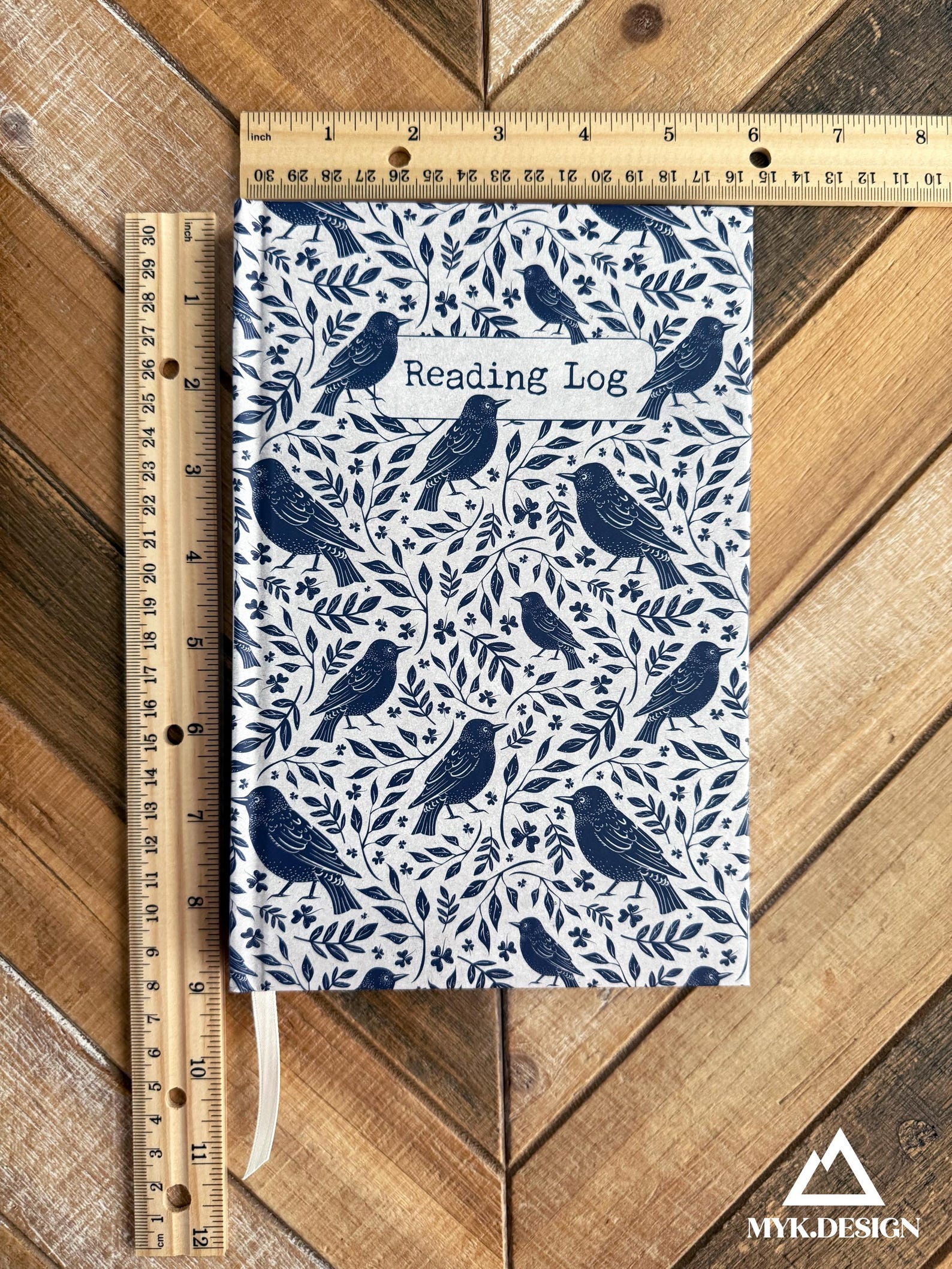 Blue Log Notebook Hardcover Reading Log Notebook - Navy Birds Cover Design | 6” X 9 ...