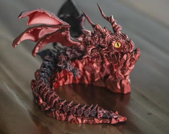 Dragon Display Base | Rock & Ocean Styles Holder | 3D Printed Stand | Fits Cherry Blossom, Gemstone, Crystal, Winged, Fourth wing Dragons