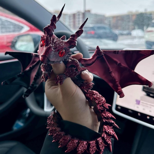 Dragón Alado Articulado V1: Impresionante Dragón Volador de Juguete Impreso en 3D con Cuernos Majestuosos - Sylus