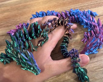 15" Articulated Gemstone Dragon - 3D Printed and Fully Articulated Dragon, Fidget Toy, Christmas gift
