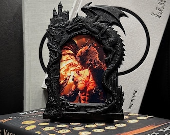 Sylus Dragon Frame | Love and Deepspace Inspired Display | Stand, Wall Mount & Magnet  |Great Sword (Fiend Reaper)|3D Printed w/ Lore Prints