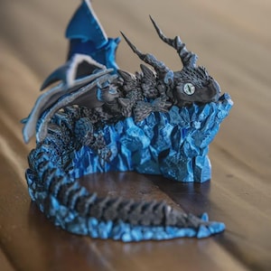 Dragon Display Base | Rock & Ocean Styles Holder | 3D Printed Stand | Fits Cherry Blossom, Gemstone, Crystal, Winged, Fourth wing Dragons