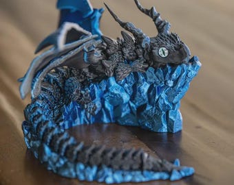 Dragon Display Base | Rock & Ocean Styles Holder | 3D Printed Stand | Fits Cherry Blossom, Gemstone, Crystal, Winged, Fourth wing Dragons