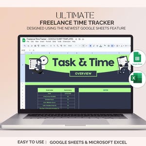 Freelance Time Tracker Google Sheet | Hourly Work Log and Productivity Tracker | Billable Hours, Projects and Client Management