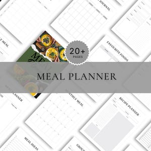 Printable Meal Planner, Weekly Meal Plan, Monthly Meal Organizer, Digital Food Journal, Grocery List Planner, Healthy Eating Tracker