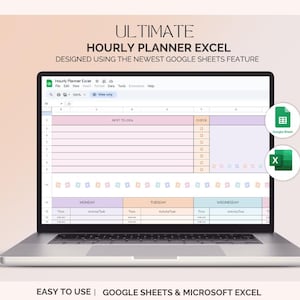 Hourly Planner Excel | Daily and Weekly Schedule | Task and Time Management Spreadsheet | Work & Study Organizer | Instant Download